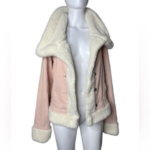Celebrity Pink Corduroy Sherpa Jacket Pink and White Size Large